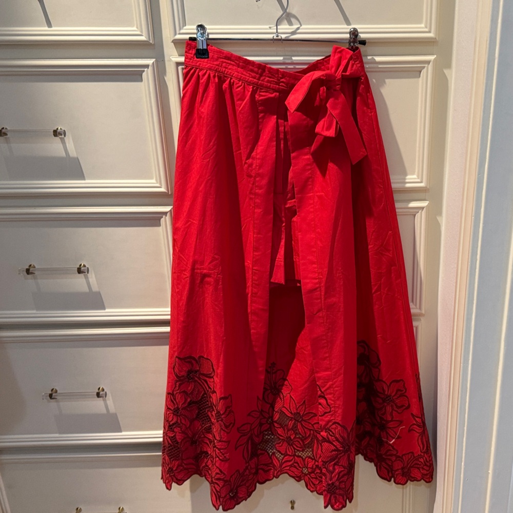 Sandro Red Floral Skirt